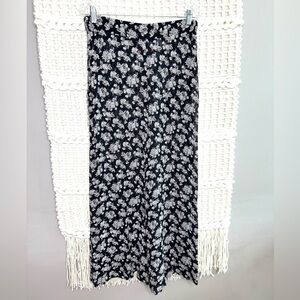 Moschino Wide Leg High Waist Black Floral Pants
